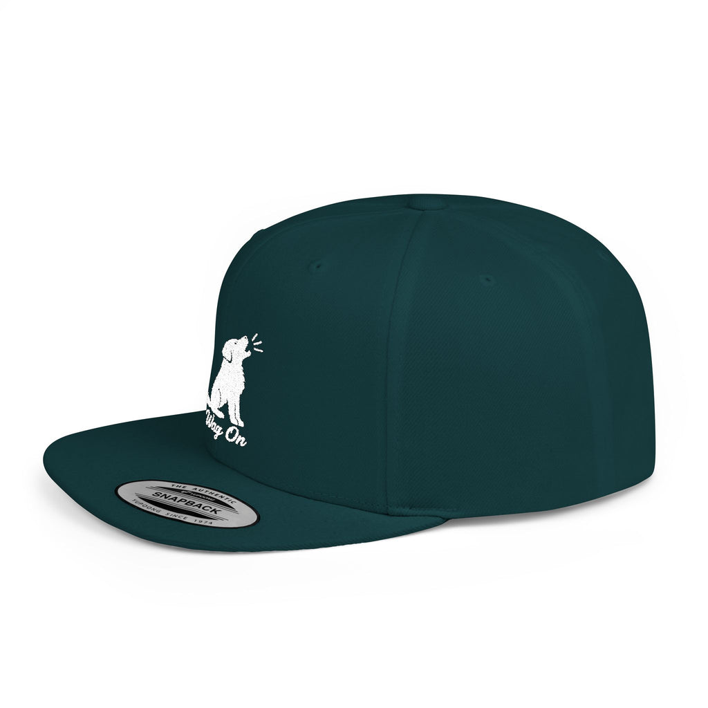 Copy of Wag On Snapback Hat — Embroidered Howling Dog Flat Bill Cap