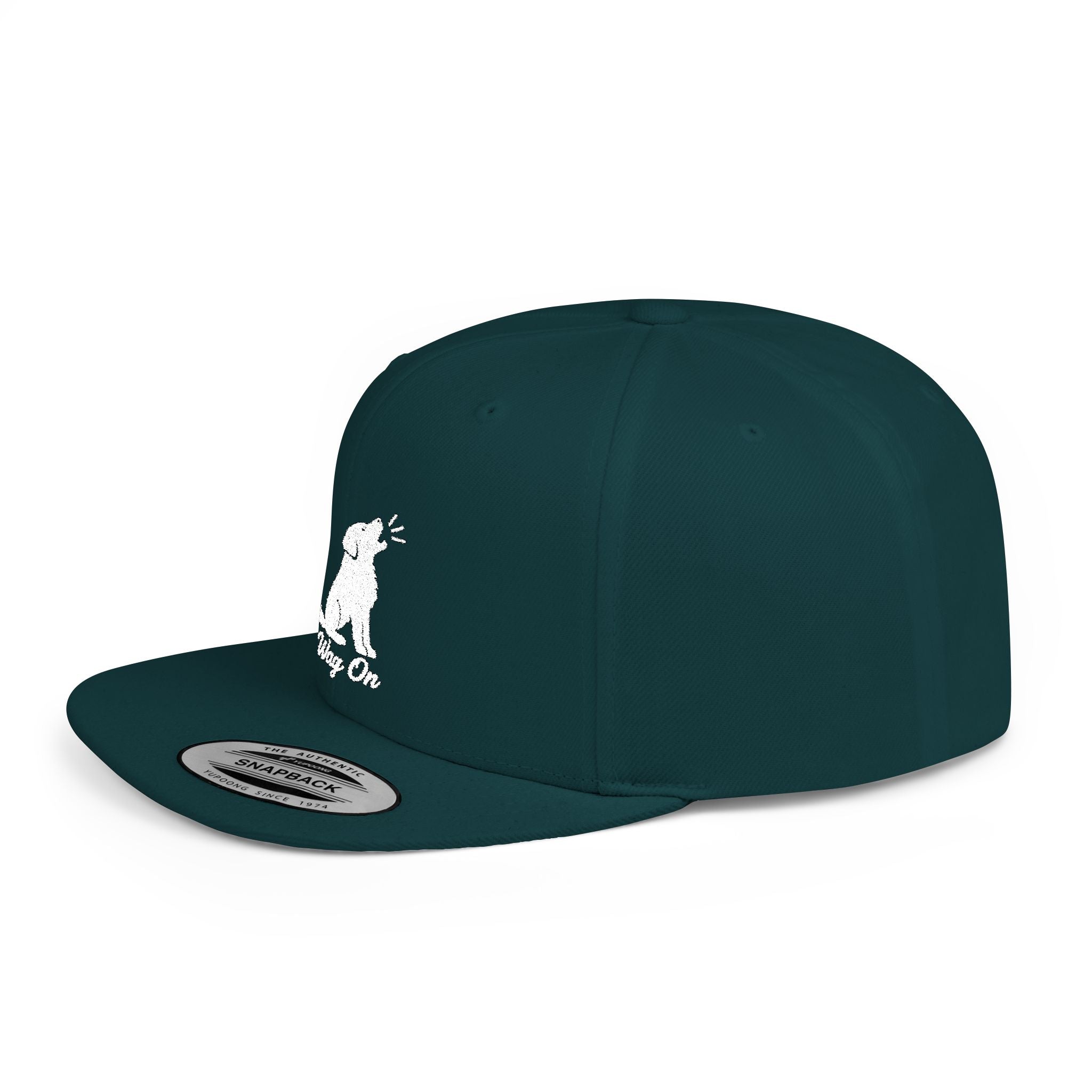 Copy of Wag On Snapback Hat — Embroidered Howling Dog Flat Bill Cap