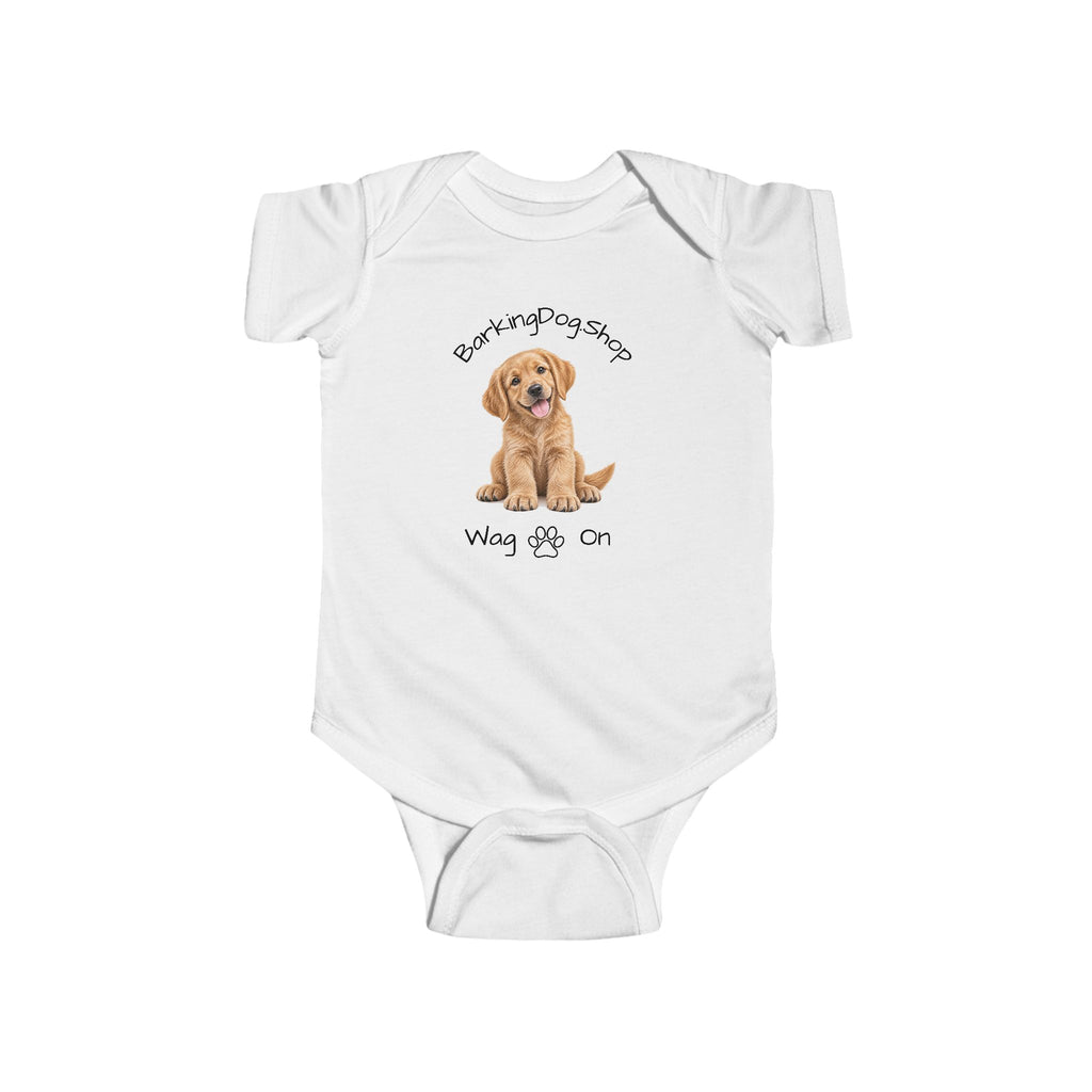 Golden Retriever Puppy Infant Bodysuit Babies and Puppies Collection Wag On Baby Onesie BarkingDog Shop