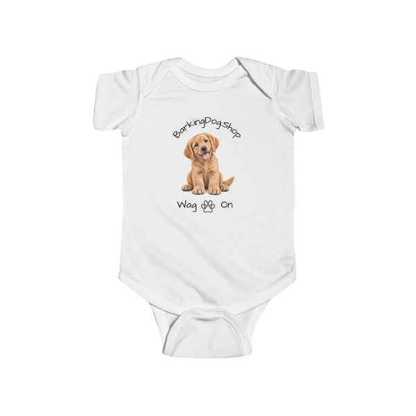 Golden Retriever Puppy Infant Bodysuit Babies and Puppies Collection Wag On Baby Onesie BarkingDog Shop