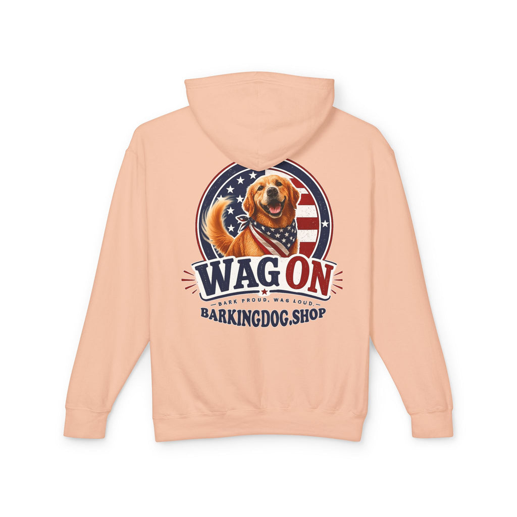 Wag On Dog Hoodie — Patriotic Golden Retriever Lightweight Pullover