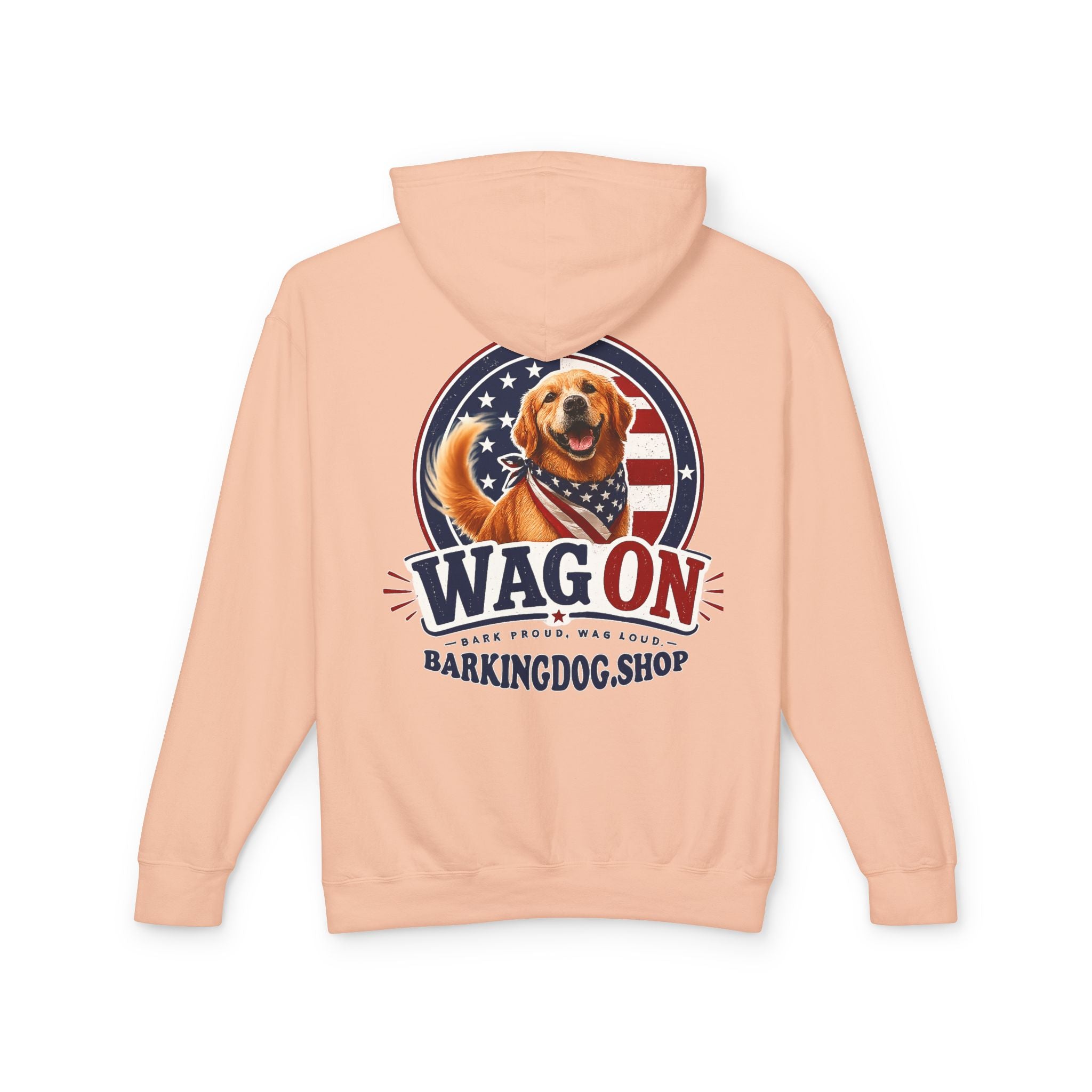 Wag On Dog Hoodie — Patriotic Golden Retriever Lightweight Pullover