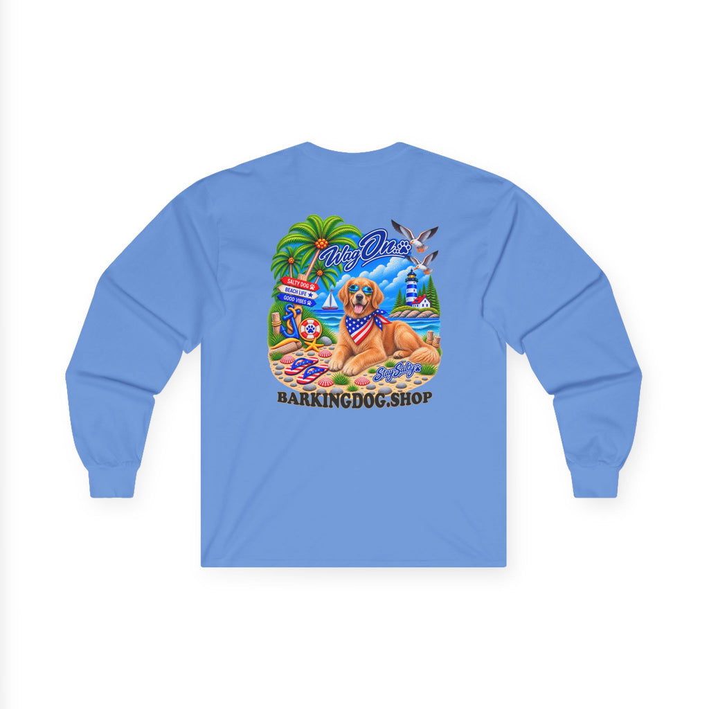 Golden Retriever Stay Salty Pup Long Sleeve T Shirt Beach Collection Coastal Dog Graphic Tee Wag On BarkingDog Shop