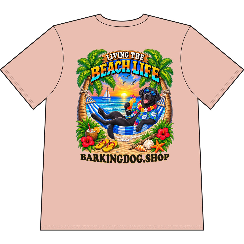 Black Labrador Beach Life Canine T Shirt Beach Collection Living the Beach Life Tropical Graphic Tee Wag On BarkingDog Shop