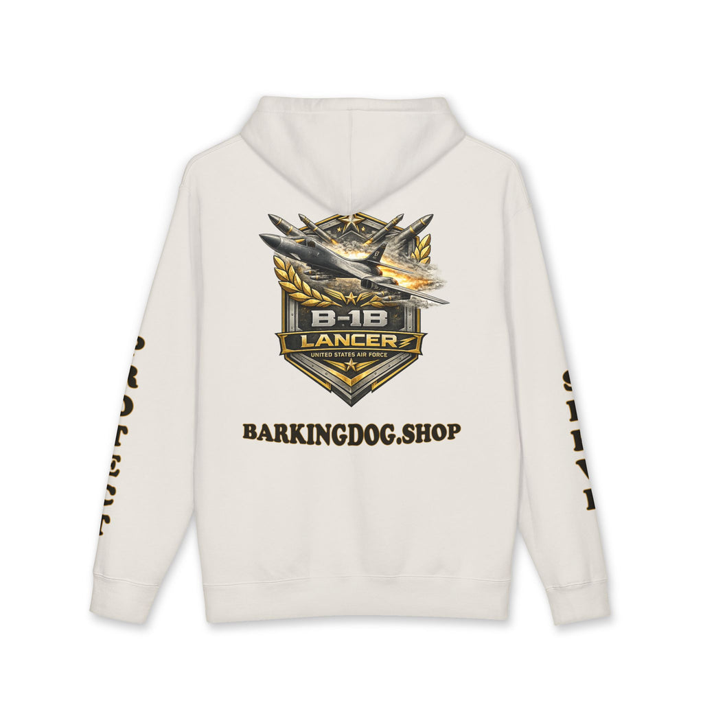 B-1B Lancer Jet Hoodie — Barking Dog 'Wag On' Military Air Force Tribute