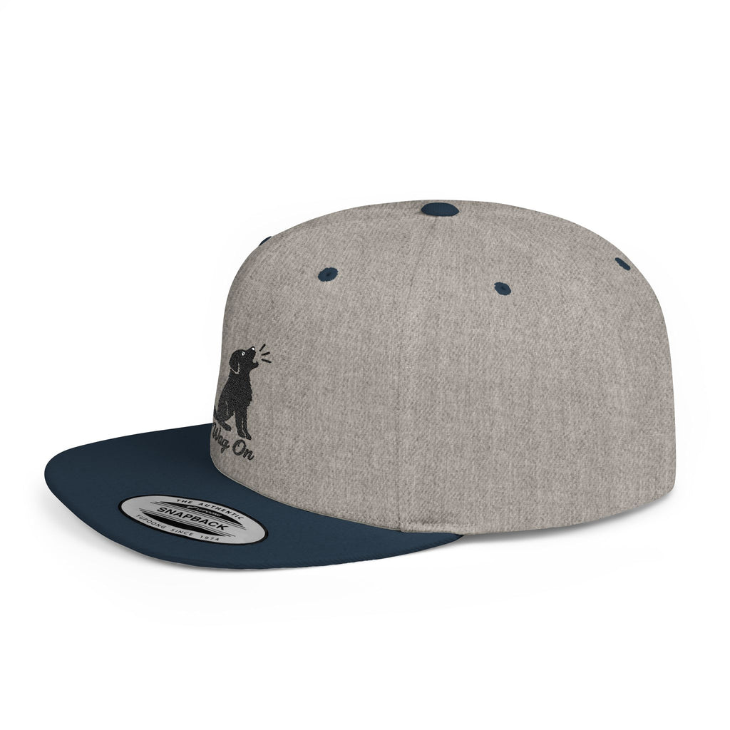 Wag On Snapback Hat — Embroidered Howling Dog Flat Bill Cap