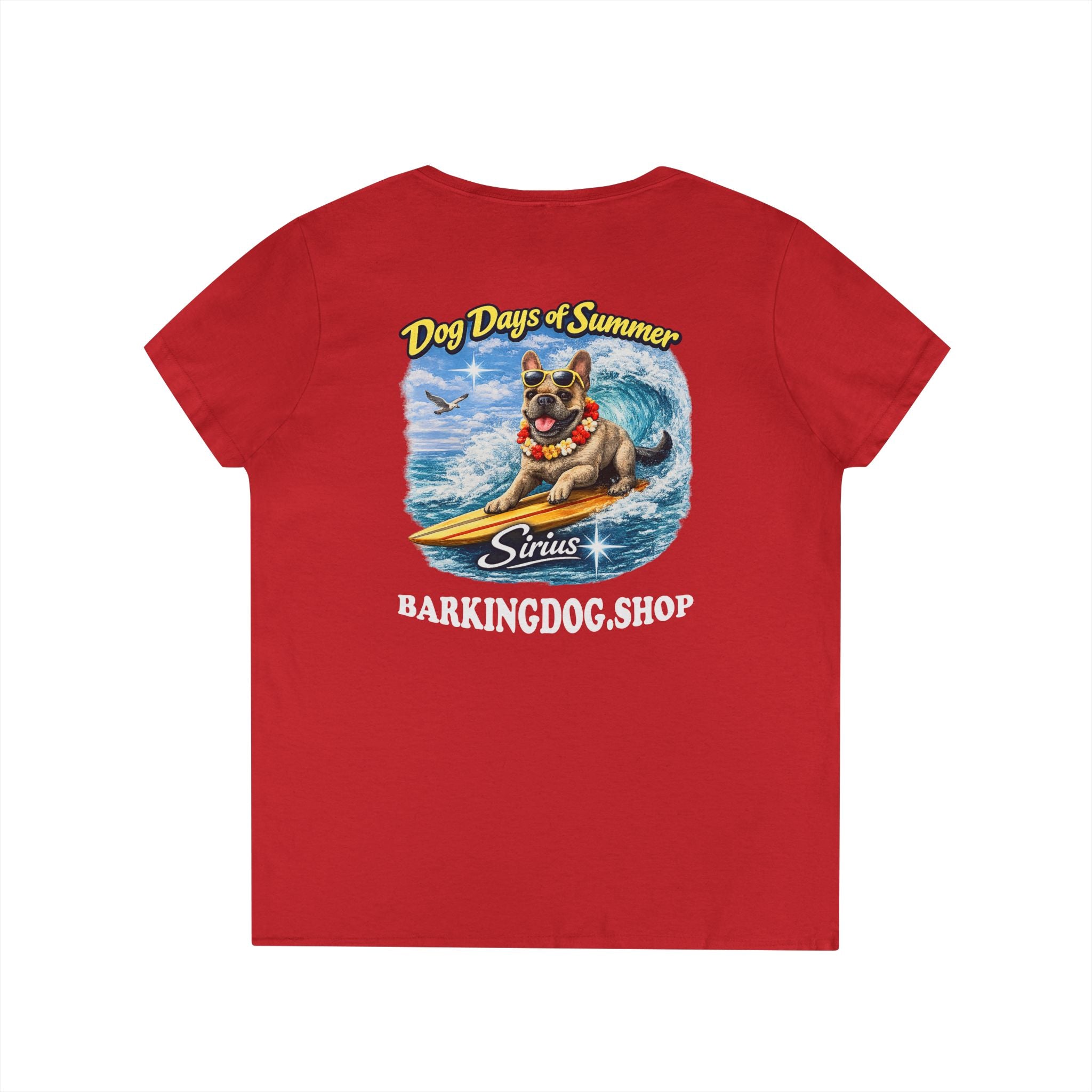 French Bull Dog Surfboard T-Shirt Wag On™ Dog Days of Summer