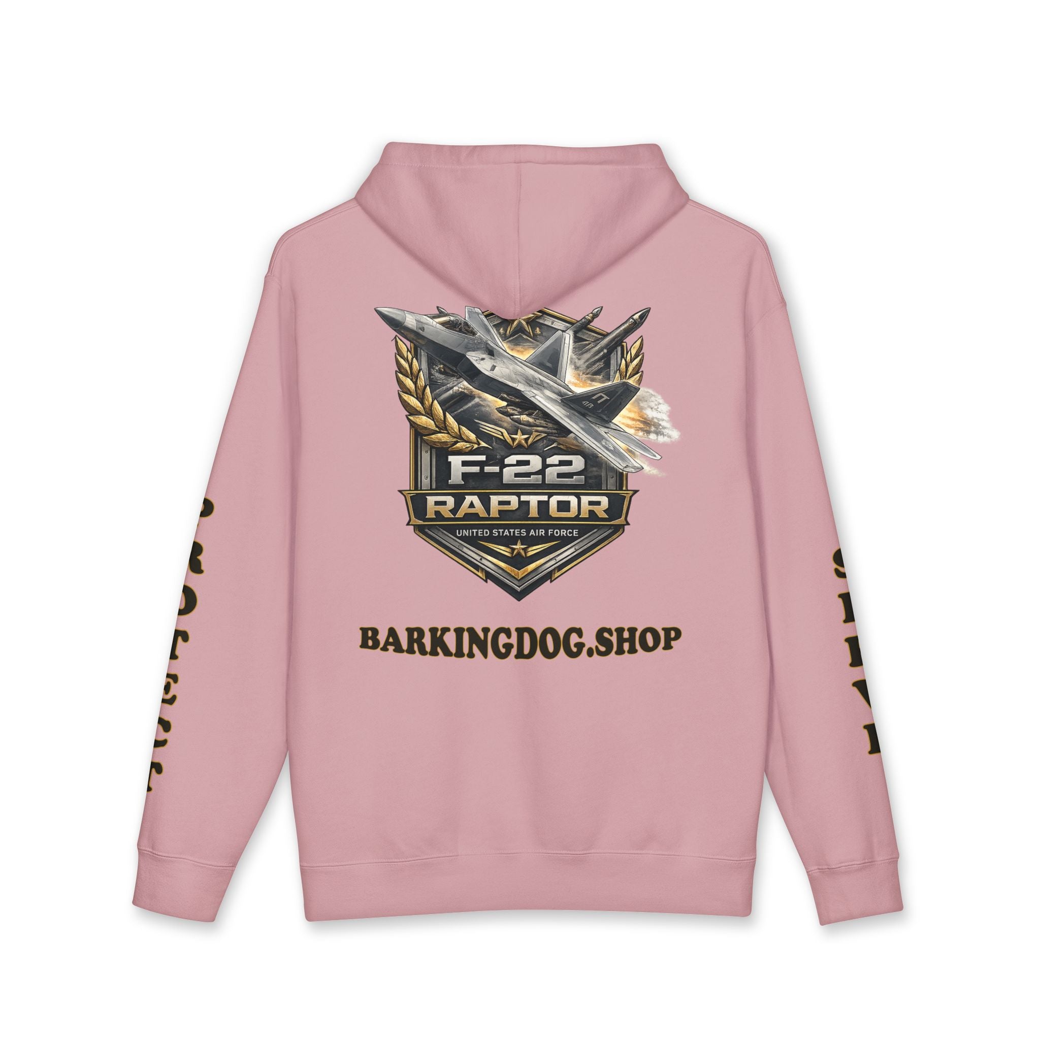 F-22 Raptor Jet Hoodie — Barking Dog 'Wag On' Military Air Force Tribute
