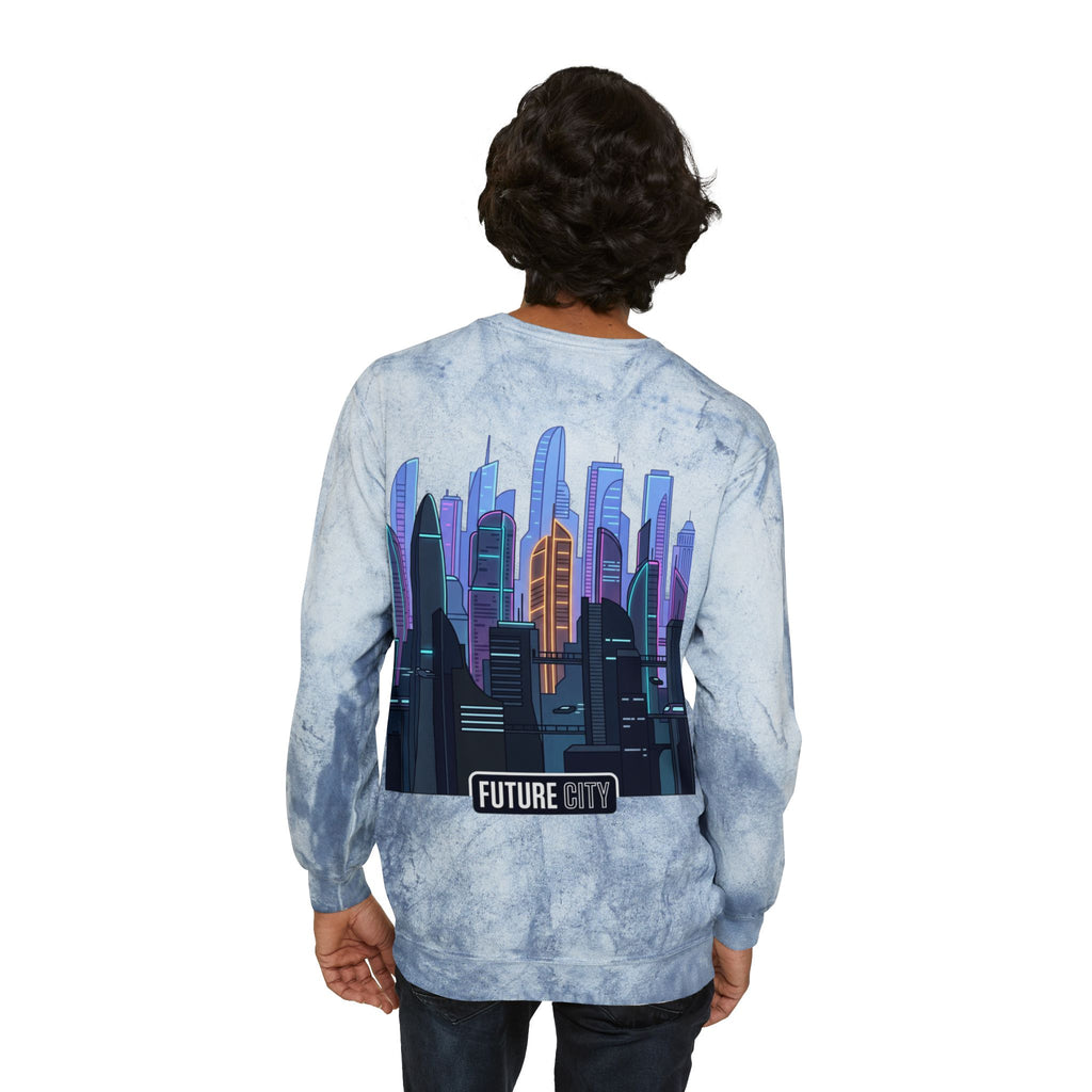 Future City Yellow Tie-Dye Crewneck Sweatshirt
