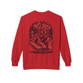 Golden Retriever Mountain Lake Wildlife Woodcut Crewneck Sweatshirt Red Outdoor Dog Lover Apparel BarkingDog Shop