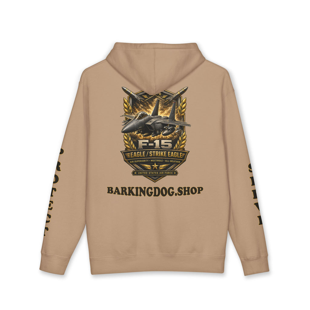 F-15 Strike Eagle Jet Hoodie — Barking Dog 'Wag On' Military Air Force Tribute
