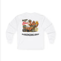 White Long Sleeve Tee — Minimal Text Repeat Graphic