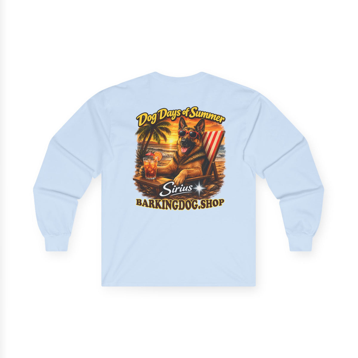 German Shepherd Dog Days of Summer Beach Chair Long Sleeve T Shirt Beach Collection Relaxing Dog Graphic Tee Wag On BarkingDog Shop