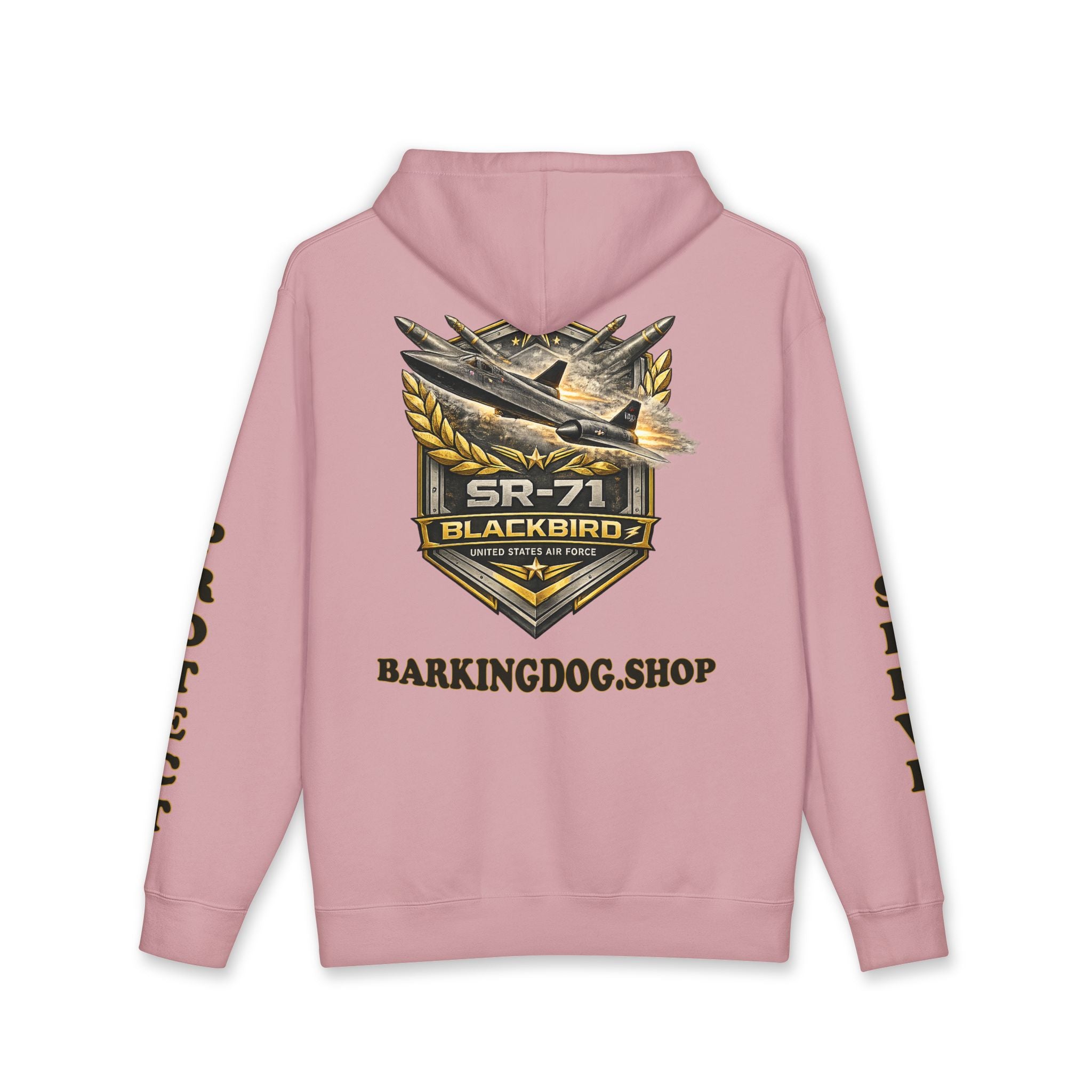 SR-71 Blackbird Jet Hoodie — Barking Dog 'Wag On' Military Air Force Tribute