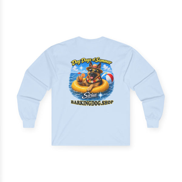 German Shepherd Dog Days of Summer Inner Tube Long Sleeve T Shirt Beach Collection Floating Dog Graphic Tee Wag On BarkingDog Shop
