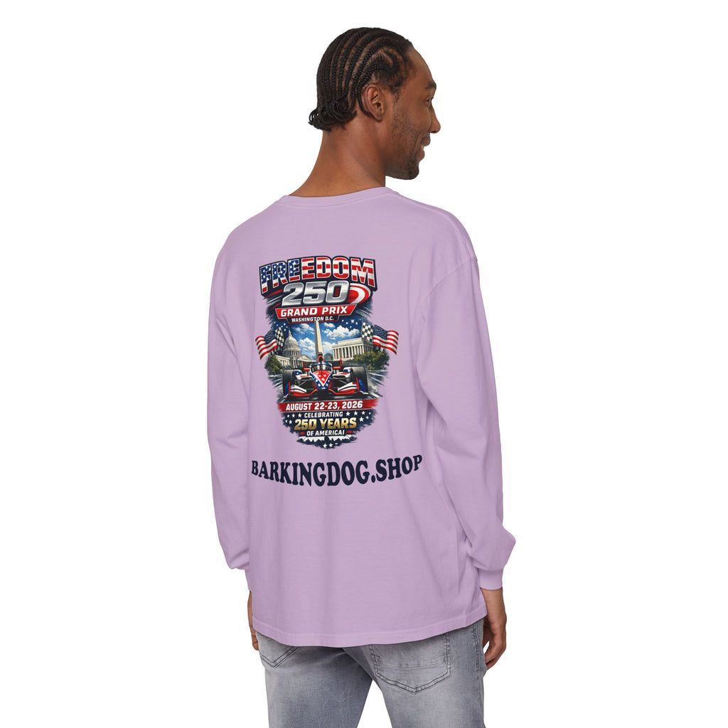 Freedom 250 Grand Prix Long Sleeve T-Shirt — "Wag On" Dog Rally Race Tee