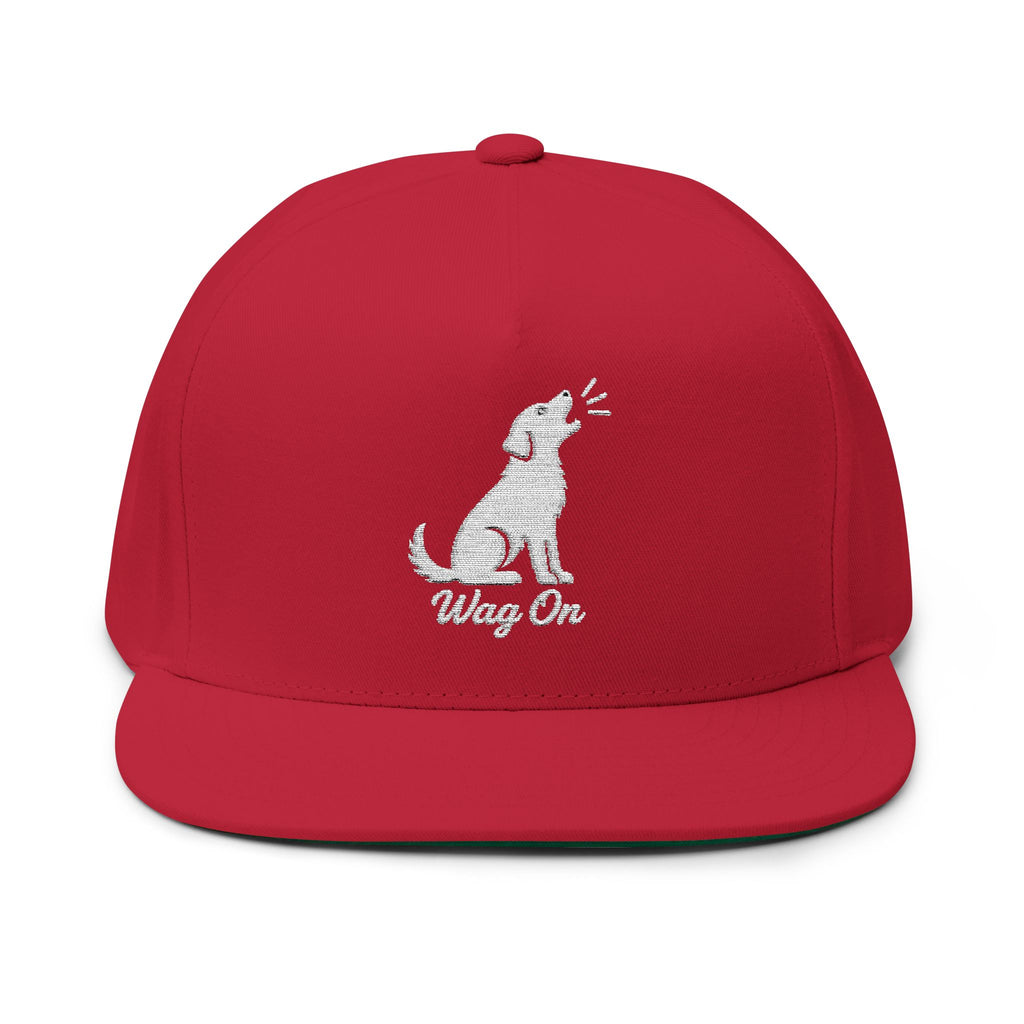 Embroidered Wag On Dog Lovers Flat Bill Cap
