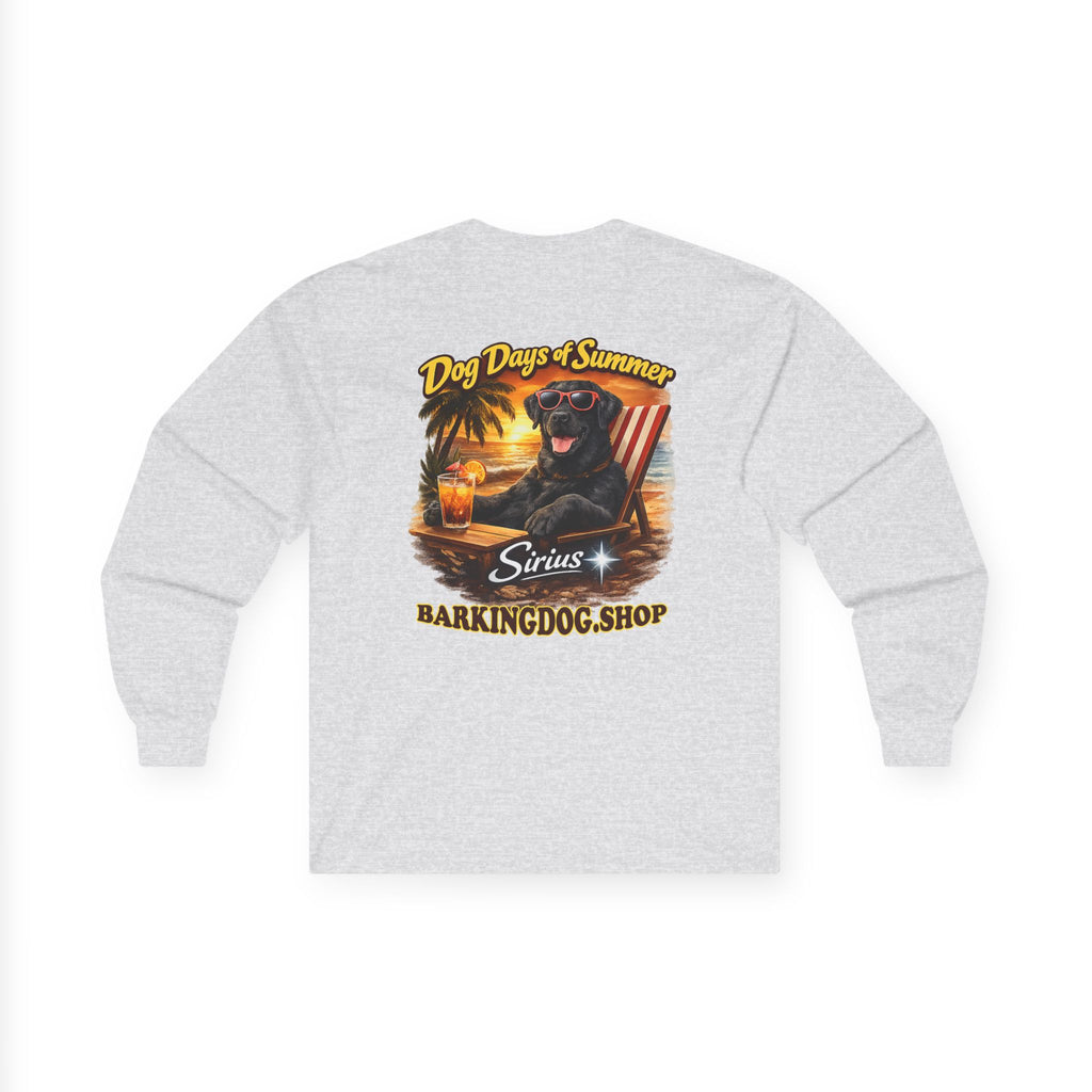 Black Labrador Dog Days of Summer Beach Chair Long Sleeve T Shirt Beach Collection Relaxing Dog Graphic Tee Wag On BarkingDog Shop