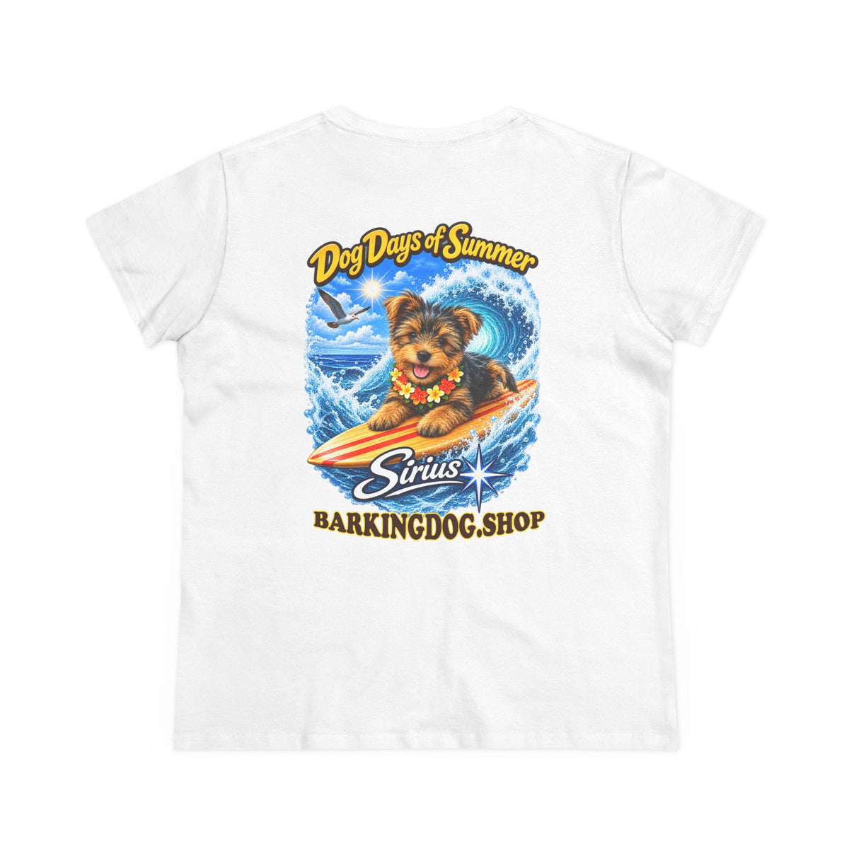 Yorkshire Terrier Surfboard T Shirt Dog Days Of Summer Beach Dog Lover Graphic Tee Wag On BarkingDog Shop