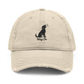 Distressed Embroidered Hat — 'Wag On' Dog Silhouette Cap