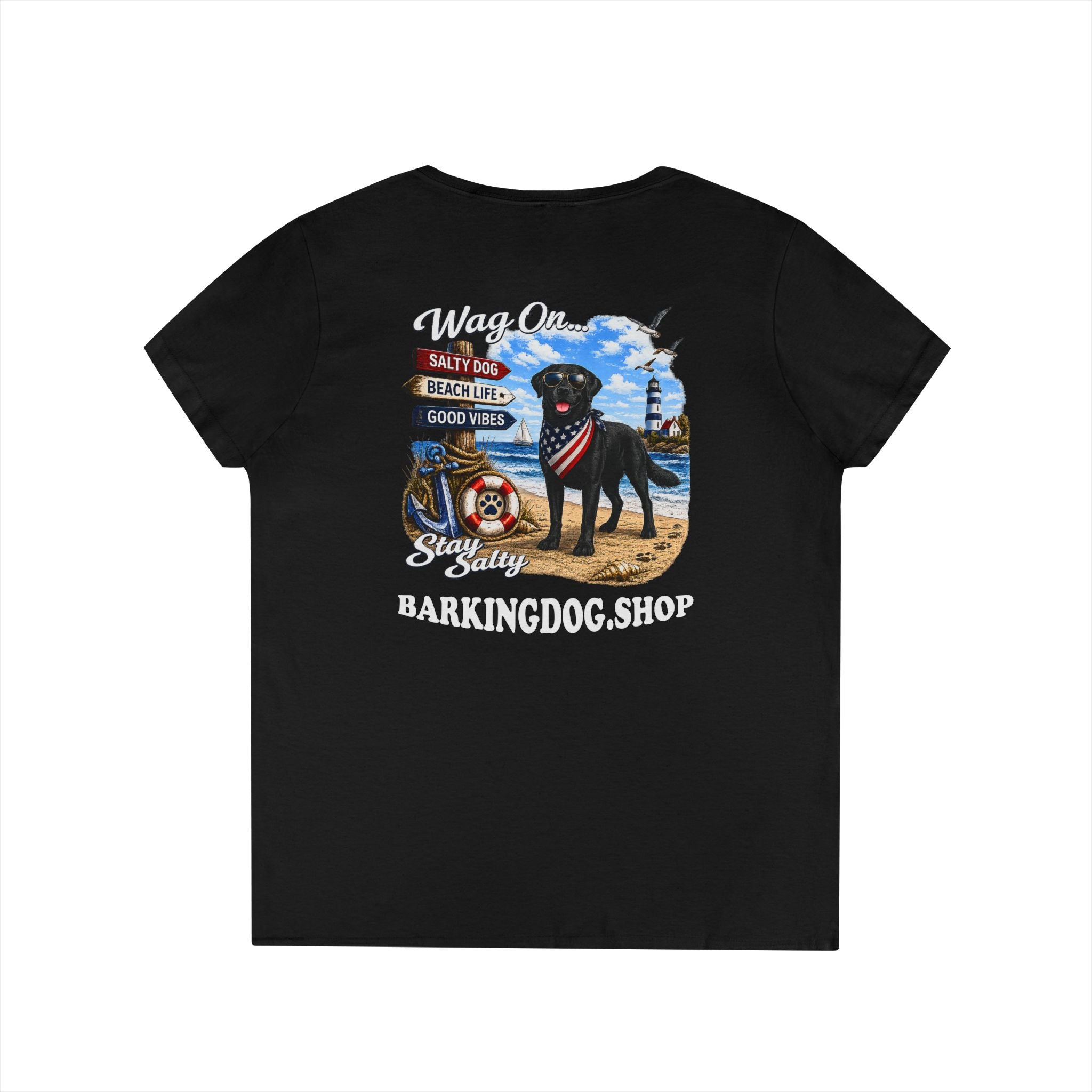 Black Lab Dog Beach T Shirt Wag On™ Stay Salty
