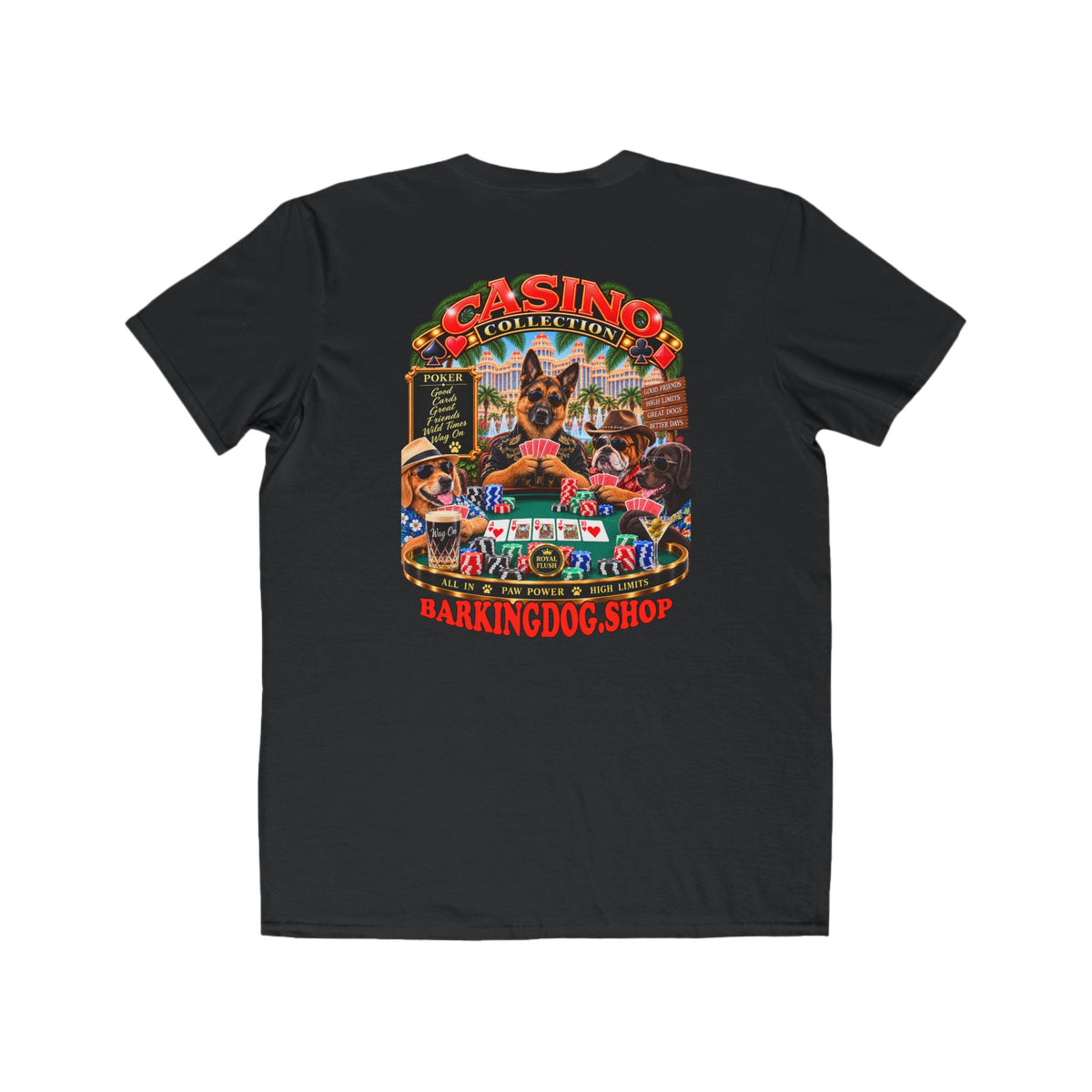 German Shepherd Poker T Shirt Casino Collection Funny Slot Machine Dog Graphic Tee Wag On BarkingDog Shop