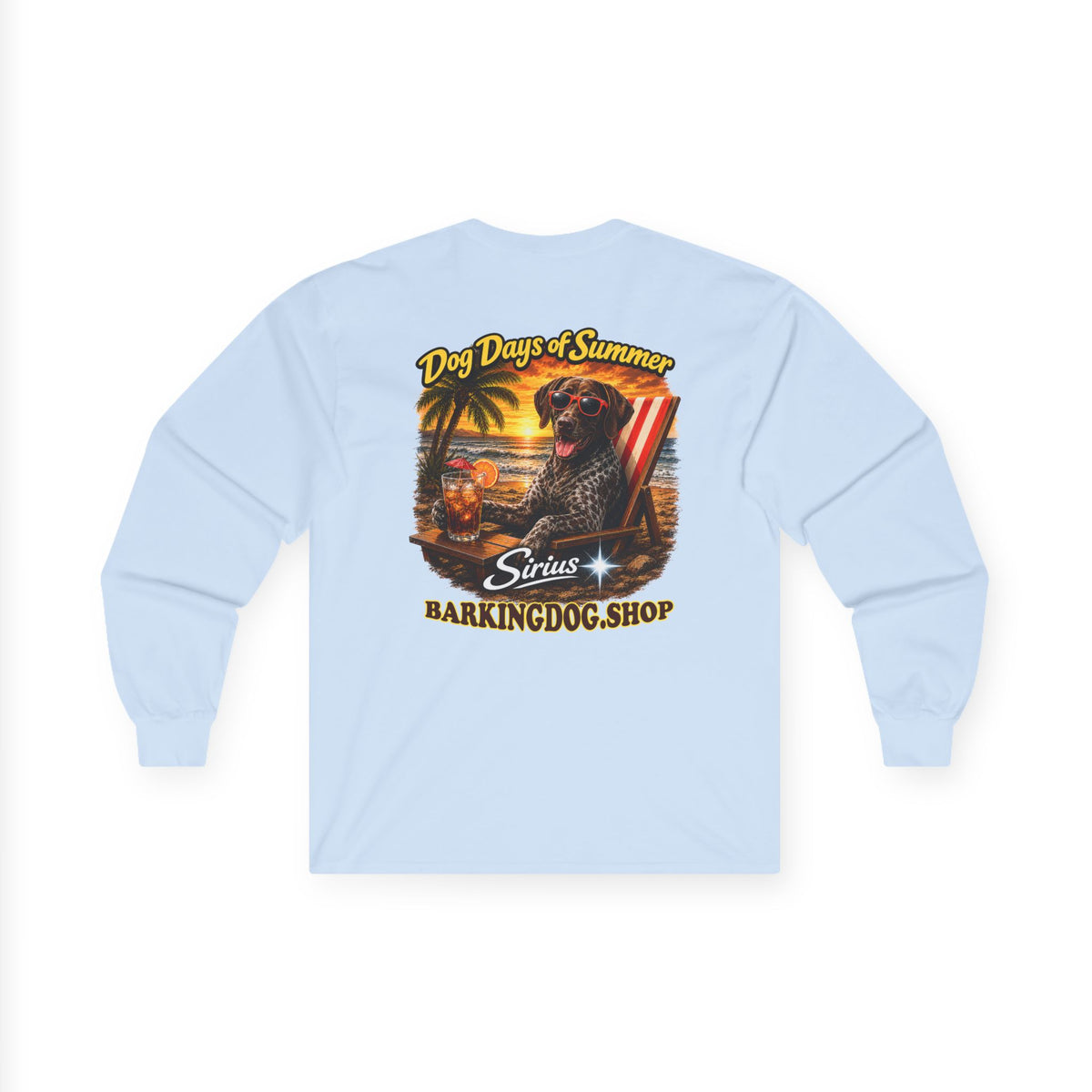 German Shorthaired Pointer Dog Days of Summer Beach Chair Long Sleeve T Shirt Beach Collection Relaxing Dog Graphic Tee Wag On BarkingDog Shop