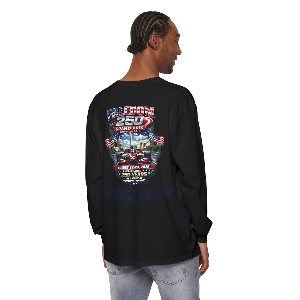 Freedom 250 Grand Prix Long Sleeve T-Shirt — "Wag On" Dog Rally Race Tee