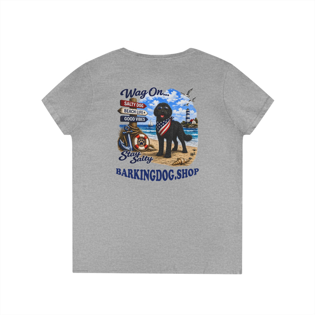 Black Bernedoodle T Shirt Stay Salty Beach Dog Lover Graphic Tee Wag On BarkingDog Shop