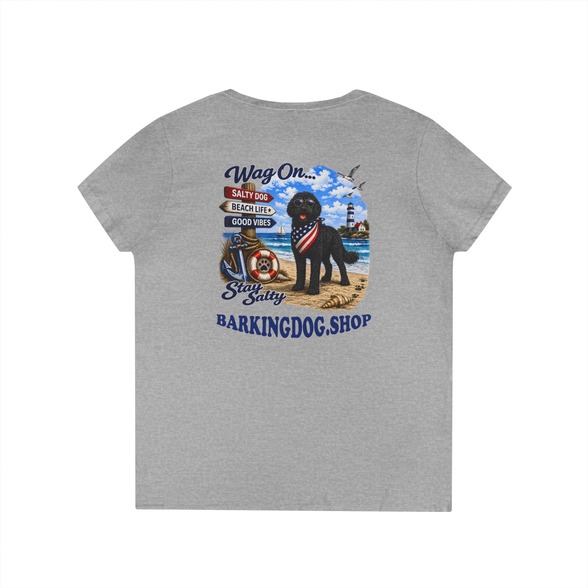 Black Bernedoodle T Shirt Stay Salty Beach Dog Lover Graphic Tee Wag On BarkingDog Shop