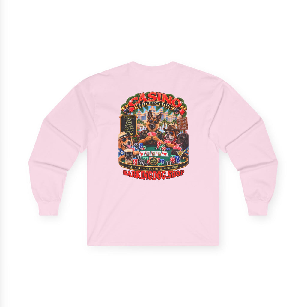 German Shepherd Poker Long Sleeve T Shirt Casino Collection Vintage Casino Dog Graphic Tee Wag On BarkingDog Shop