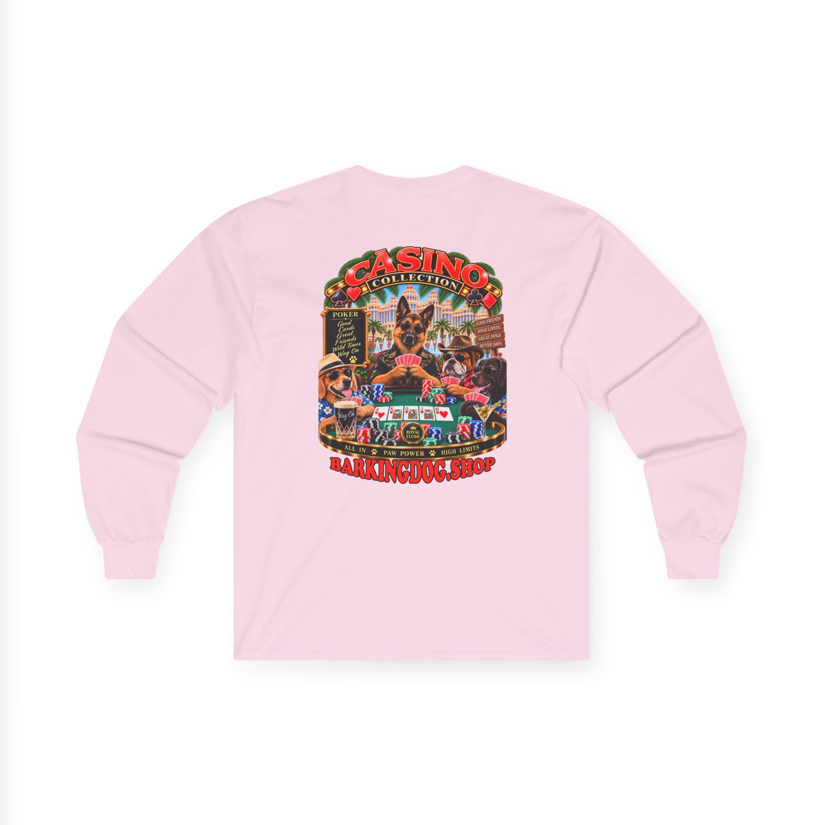 German Shepherd Poker Long Sleeve T Shirt Casino Collection Vintage Casino Dog Graphic Tee Wag On BarkingDog Shop