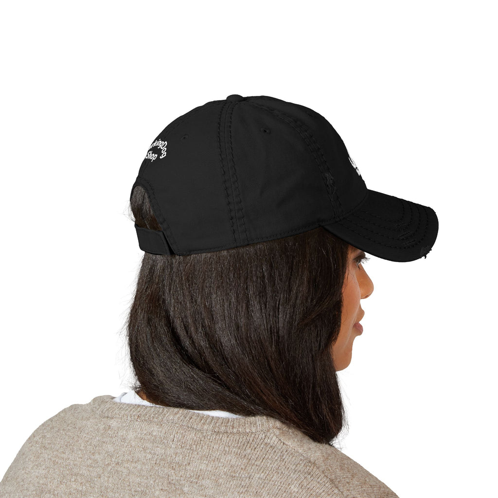 Distressed Embroidered Hat — 'Wag On' Dog Silhouette Cap