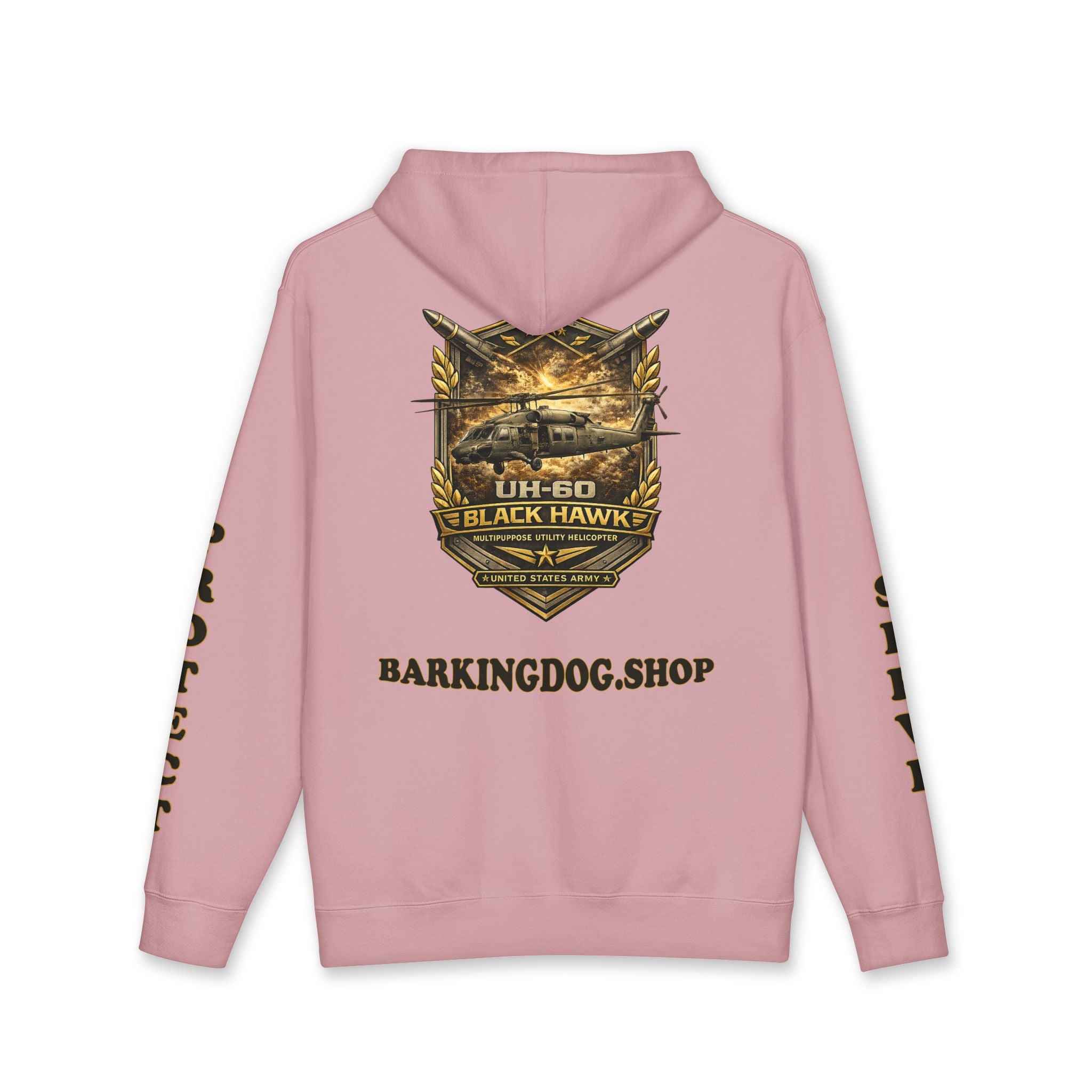 UH-60 Black Hawk Helicopter Hoodie — Barking Dog 'Wag On' Military Army Tribute
