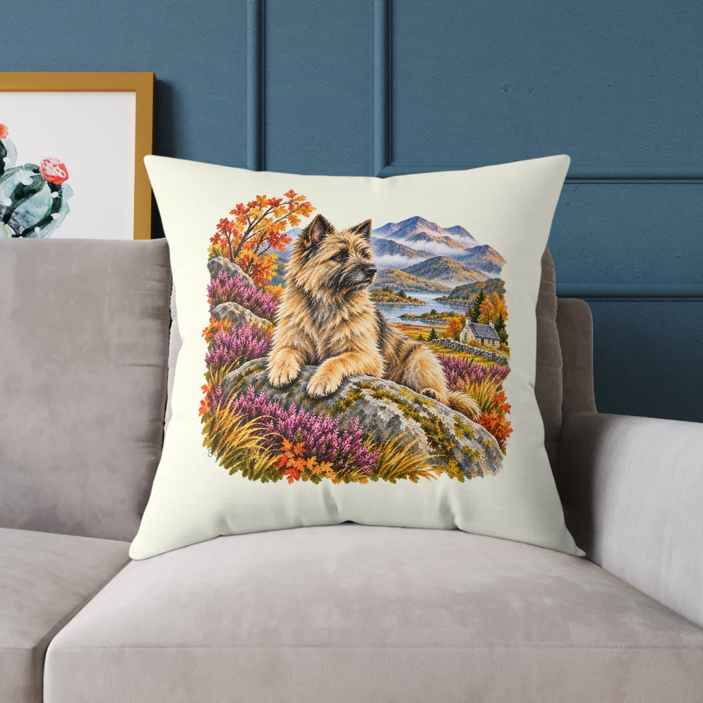 Cairn Terrier Scottish Highlands Autumn Throw Pillow Ivory Home Decor Collection Scenic Dog Decor BarkingDog Shop