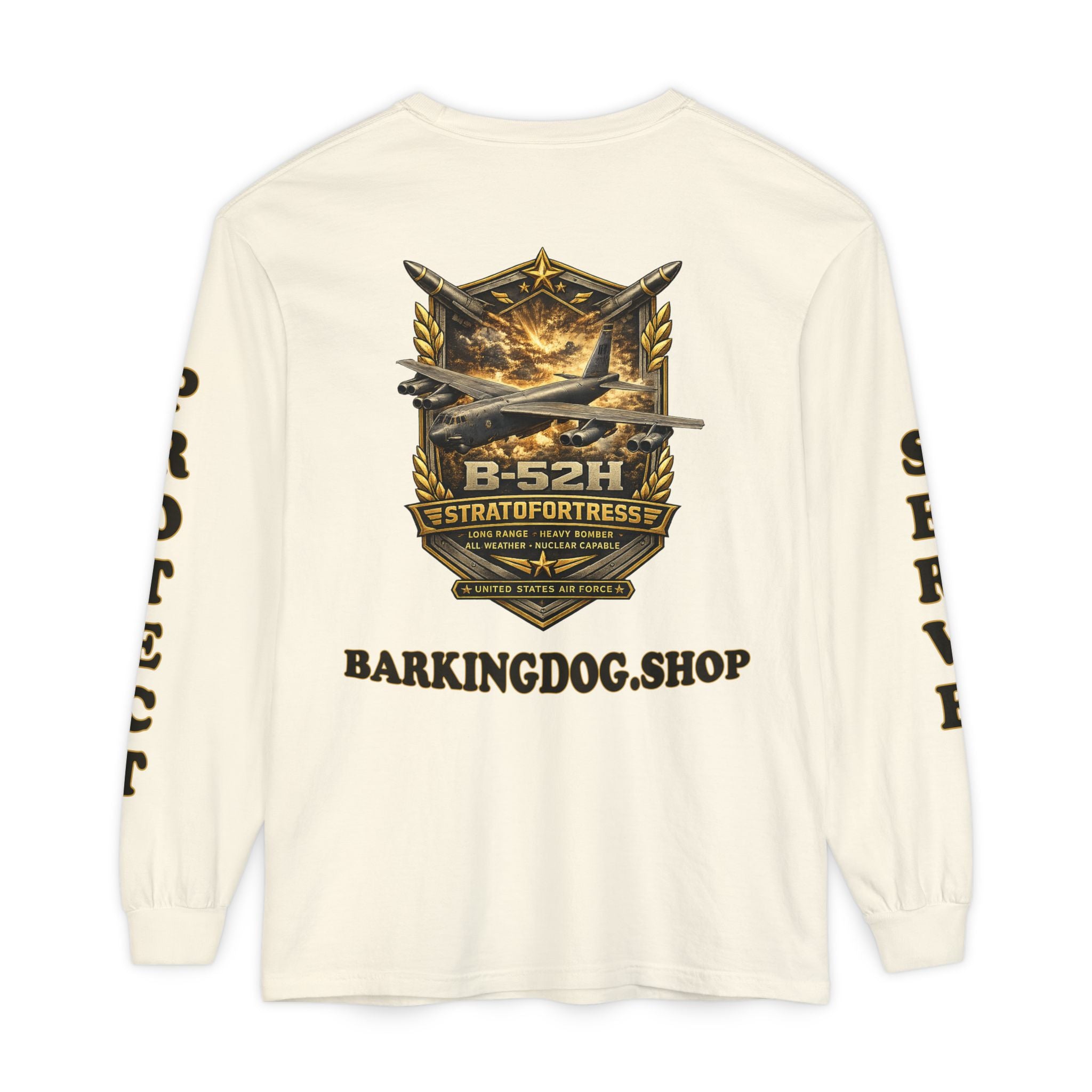 B-52H Stratofortress Long Sleeve Tee — Barking Dog 'Wag On' Military Air Force Tribute