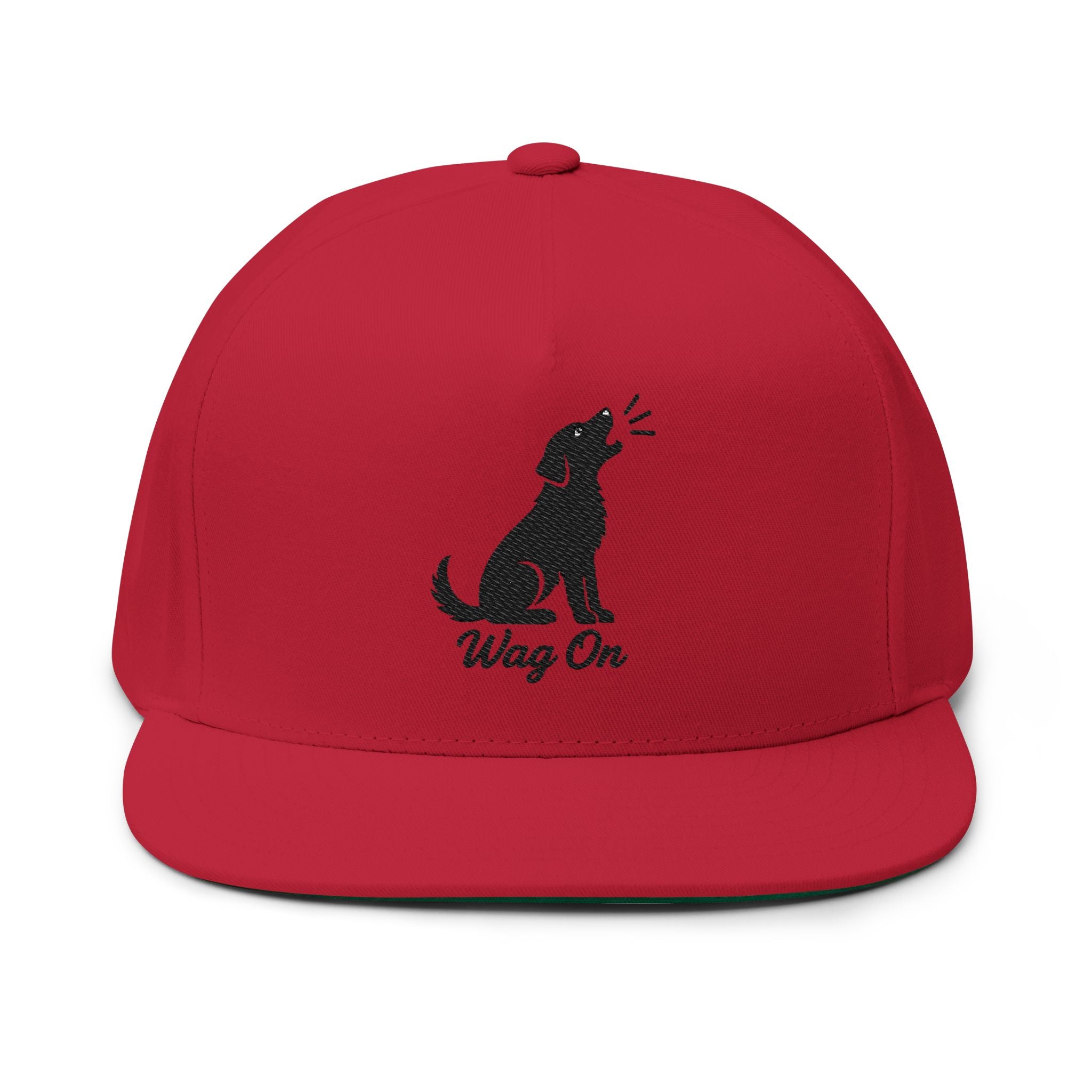 Embroidered Flat Bill Wag On Dog Lovers Cap