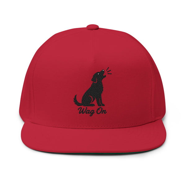 Embroidered Flat Bill Wag On Dog Lovers Cap