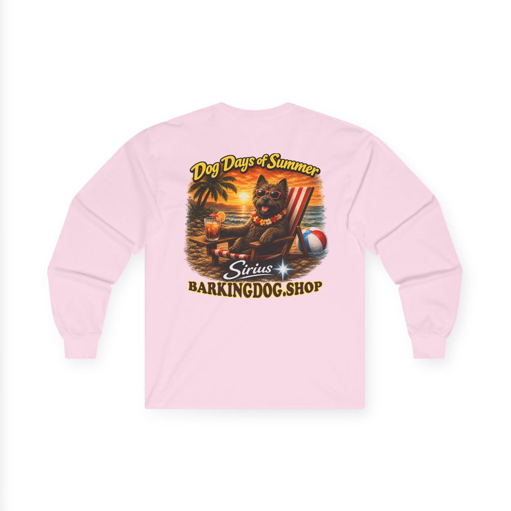Cairn Terrier Dog Days of Summer Beach Chair Long Sleeve T Shirt Beach Collection Relaxing Dog Graphic Tee Wag On BarkingDog Shop