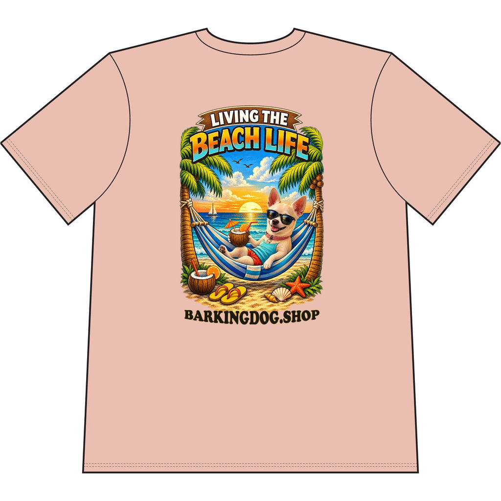 Chihuahua Beach Life Canine T Shirt Beach Collection Living the Beach Life Tropical Graphic Tee Wag On BarkingDog Shop