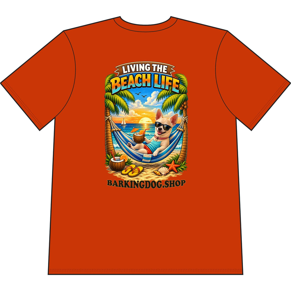 Chihuahua Beach Life Canine T Shirt Beach Collection Living the Beach Life Tropical Graphic Tee Wag On BarkingDog Shop