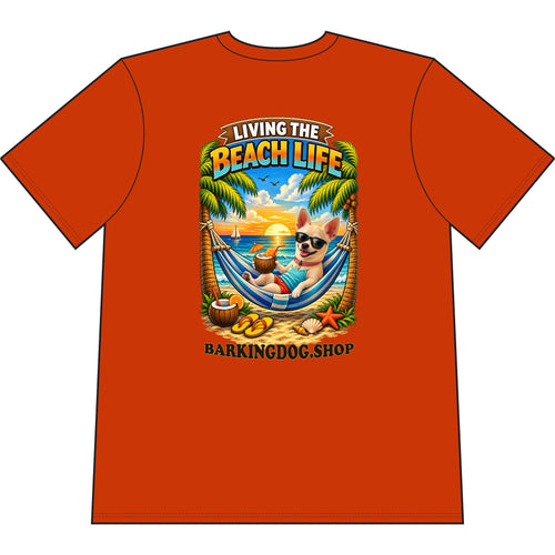 Chihuahua Beach Life Canine T Shirt Beach Collection Living the Beach Life Tropical Graphic Tee Wag On BarkingDog Shop
