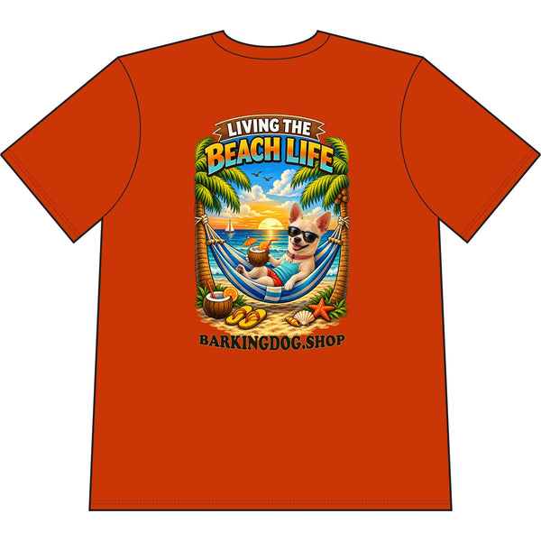 Chihuahua Beach Life Canine T Shirt Beach Collection Living the Beach Life Tropical Graphic Tee Wag On BarkingDog Shop