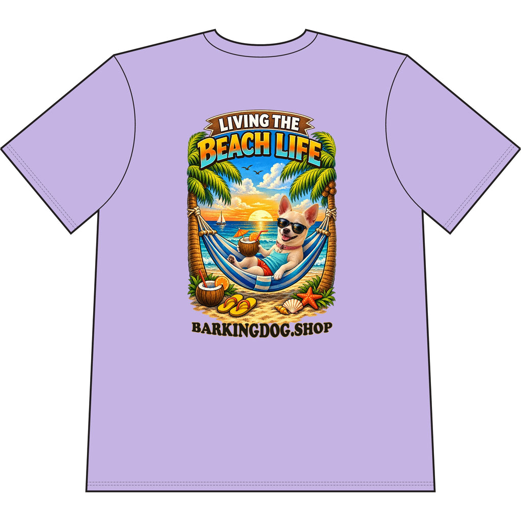 Chihuahua Beach Life Canine T Shirt Beach Collection Living the Beach Life Tropical Graphic Tee Wag On BarkingDog Shop