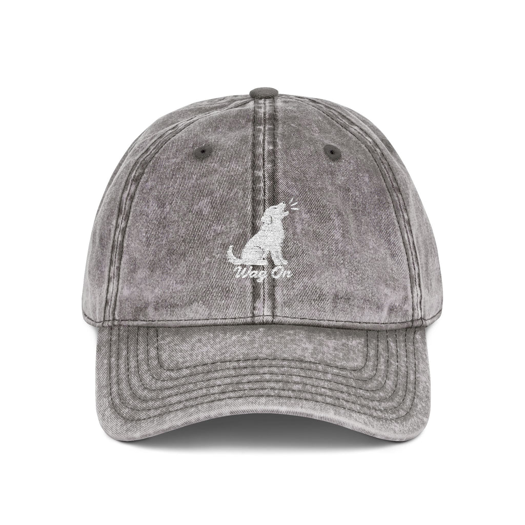 Embroidered Vintage Dog Cap - 'Wag On' Washed Baseball Hat