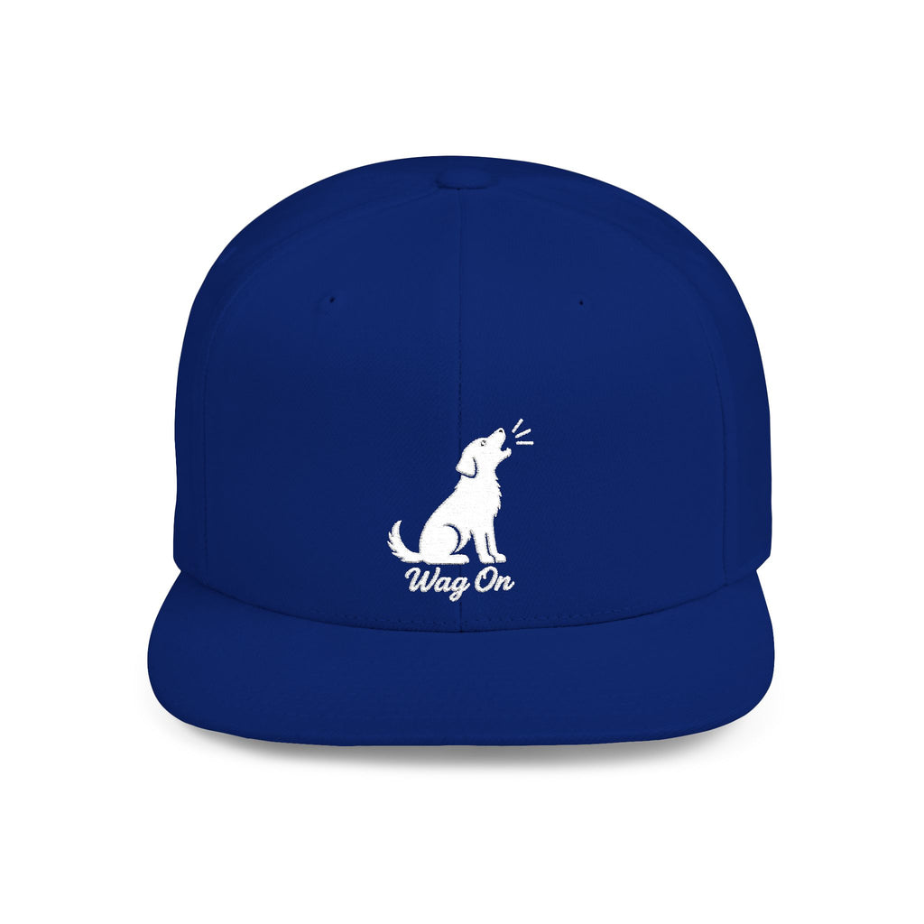 Copy of Wag On Snapback Hat — Embroidered Howling Dog Flat Bill Cap