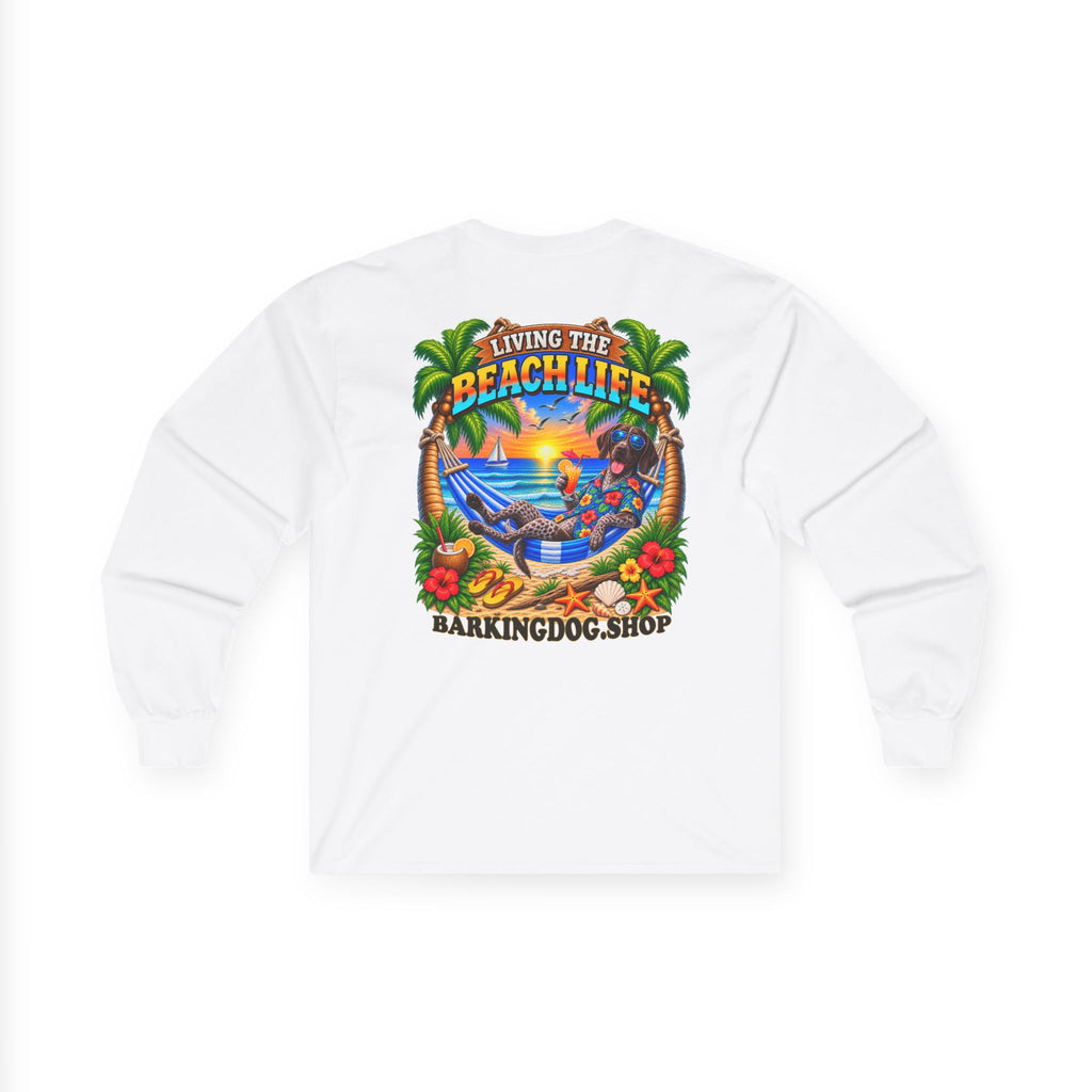 German Shorthaired Pointer Beach Life Canine Long Sleeve T Shirt Beach Collection Hammock Tropical Dog Graphic Tee Wag On BarkingDog Shop
