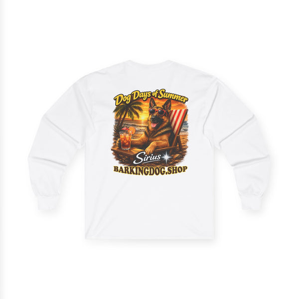 German Shepherd Dog Days of Summer Beach Chair Long Sleeve T Shirt Beach Collection Relaxing Dog Graphic Tee Wag On BarkingDog Shop