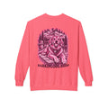 Golden Retriever Mountain Lake Wildlife Woodcut Crewneck Sweatshirt PINK Outdoor Dog Lover Apparel BarkingDog Shop