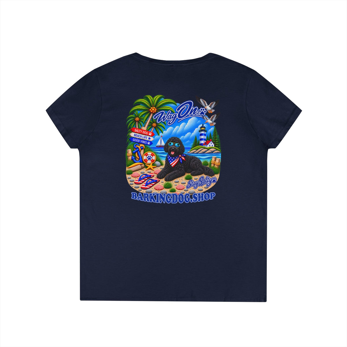 Black Bernedoodle  Stay Salty T Shirt Beach Collection Salty Pup Beach Life Graphic Tee Wag On BarkingDog Shop